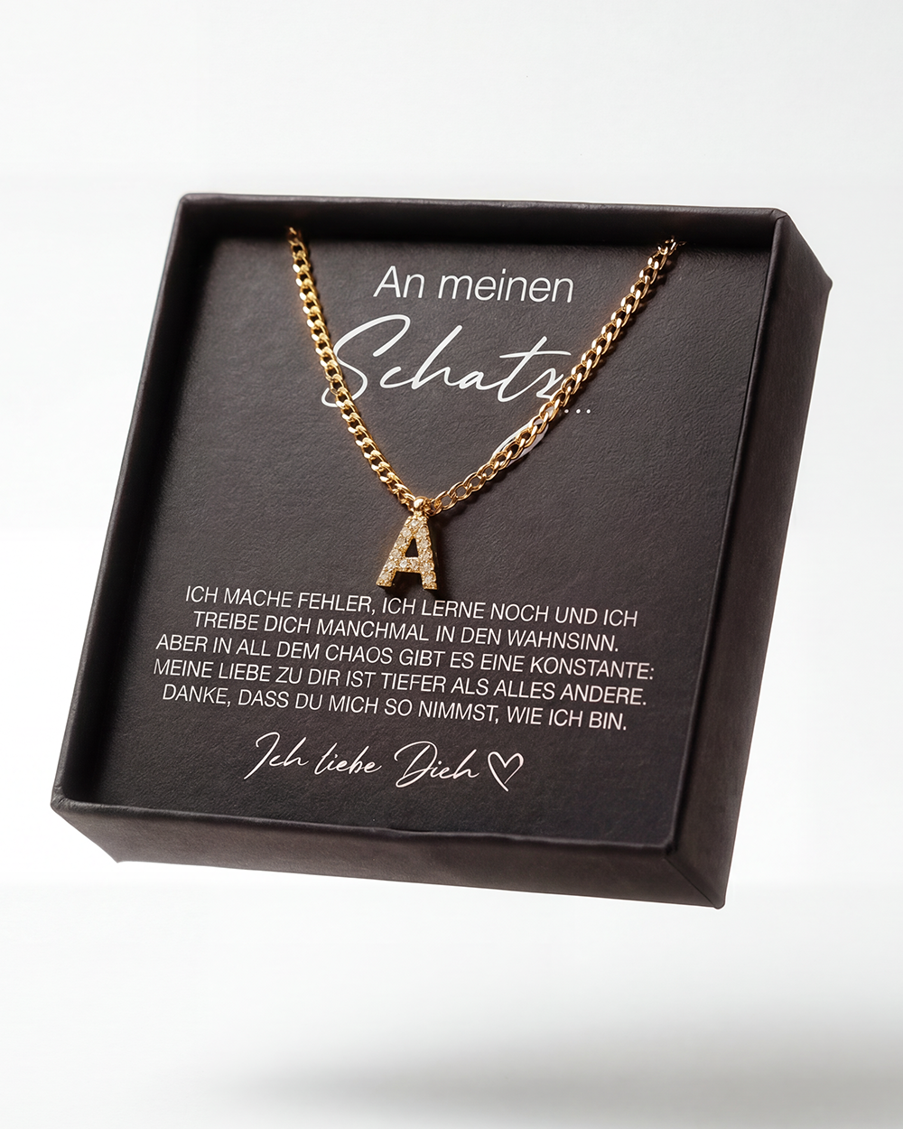 14K Weißgold BUCHSTABEN HALSKETTE -