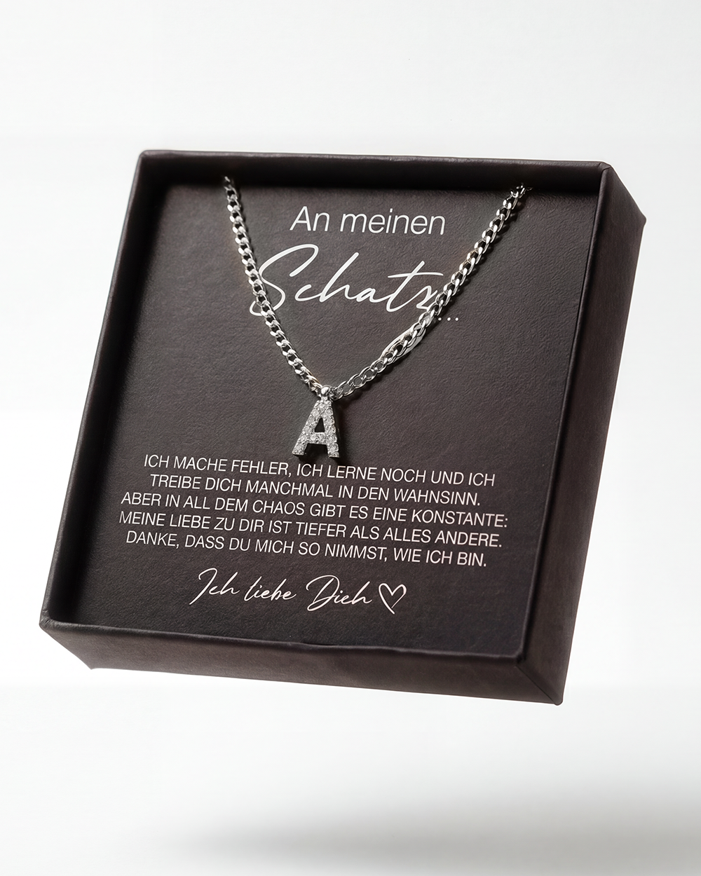 14K Weißgold BUCHSTABEN HALSKETTE -