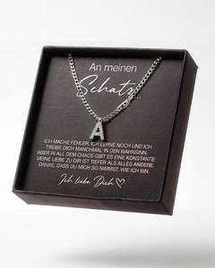 14K Weißgold BUCHSTABEN HALSKETTE -