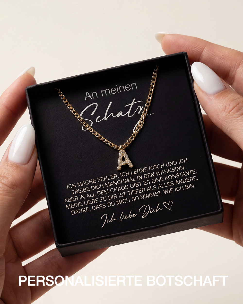 14K Weißgold BUCHSTABEN HALSKETTE -